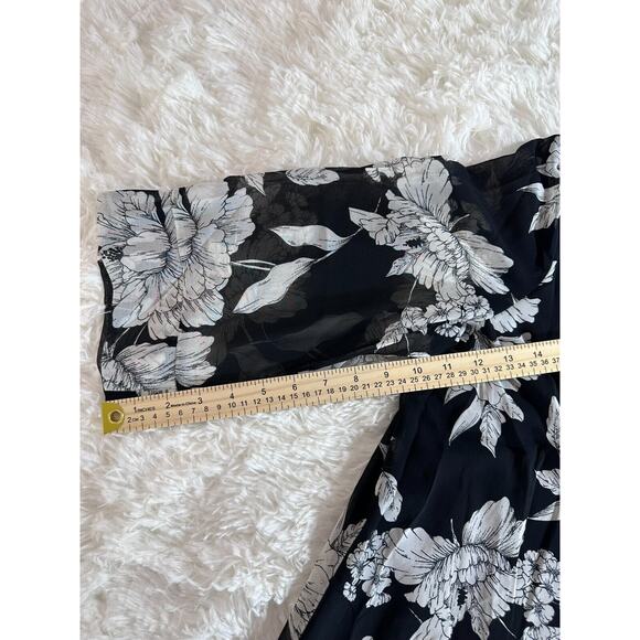 Truth & Fable Black And White Midi Chiffon V Neck Tunic Dress Size XL 3/4Sleeve - Picture 8 of 14